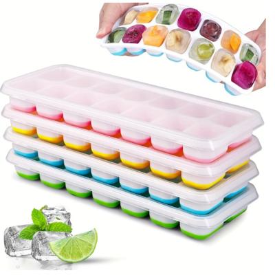 1 Pc Silicone Ice Cube Mold Easy-release Flexible Mold With Spill-resistant Removable Reusable Lidstackable Ice Tray With Cover