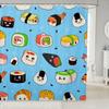 Kinder Süß Cartoon Sushi Duschvorhang Japanisches Sushi Badezimmer Duschvorhang Set Für Jungen Mädchen Kawaii Stil Sushi Badvorhang