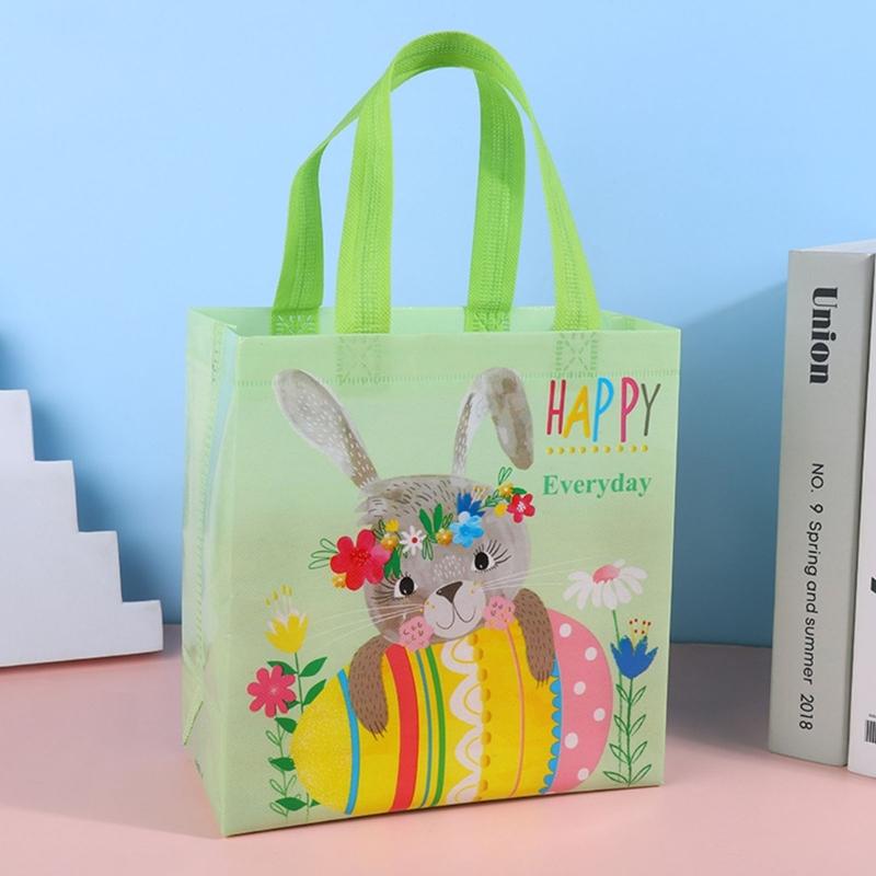 Set of 4 Easters Bags Easters Baskets Easters Craft Bag Reusable Easters Bag Nonwoven Texture for Eggs and Candy Storage