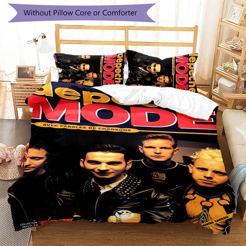 3pcs Depeches Band Mode pattern bedding set duvet cover set includes duvet cover &pillowcases, perfect all season bedroom decoration & gift