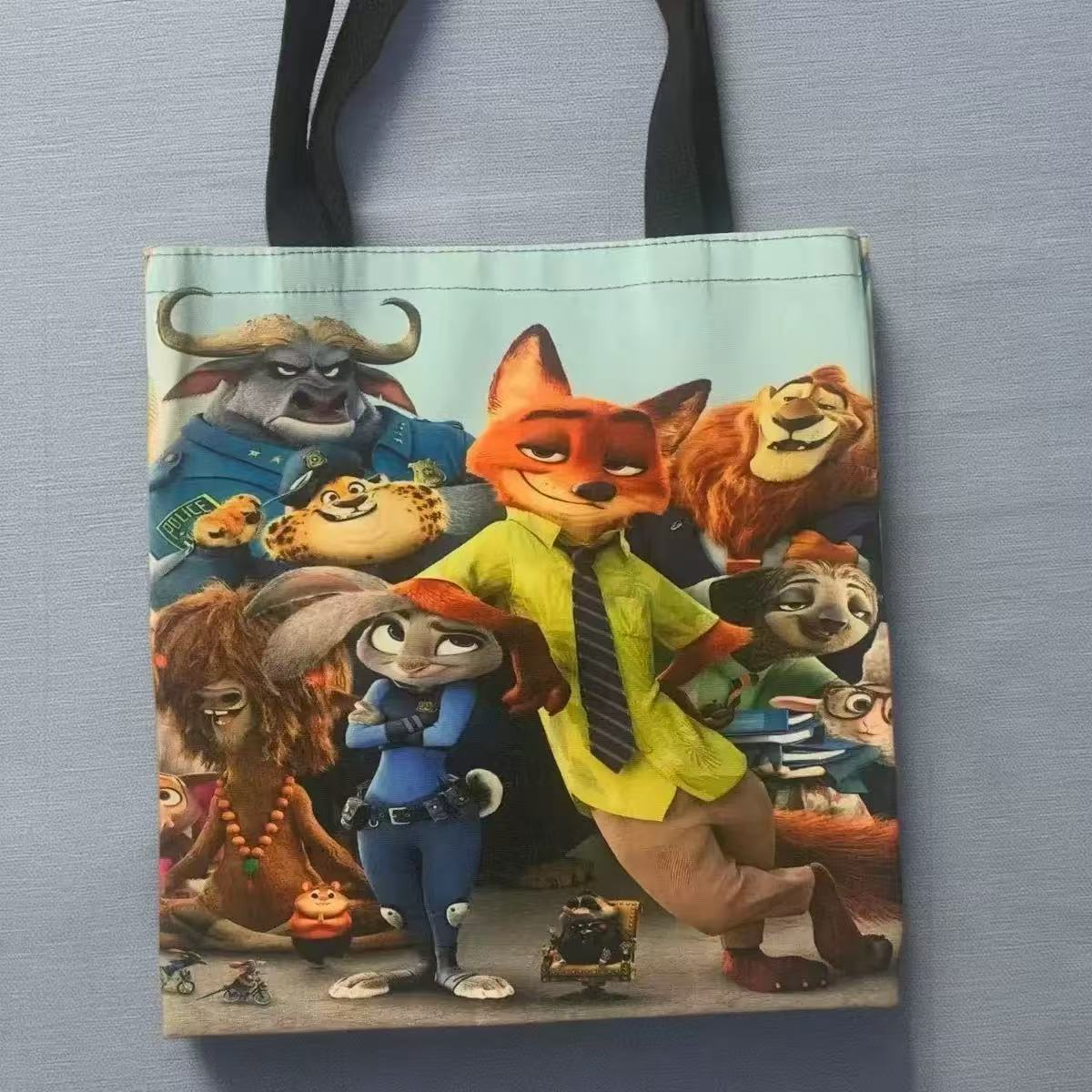 

Zootopia Nick & Judy Shopping Bag, Cute Cartoon Tote Bag, Large Capacity Reversible Canvas Bag 0171 KTB