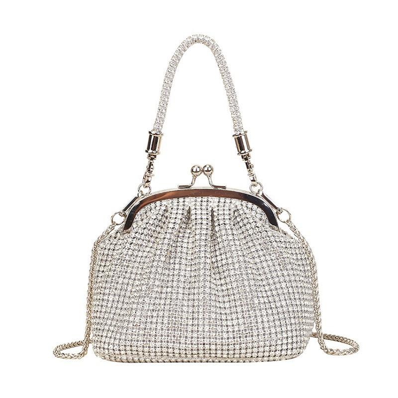 

Diamond-encrusted Dinner Bag Rhinestone Hand Shell Women s Chain Shoulder Cross-body Trendy