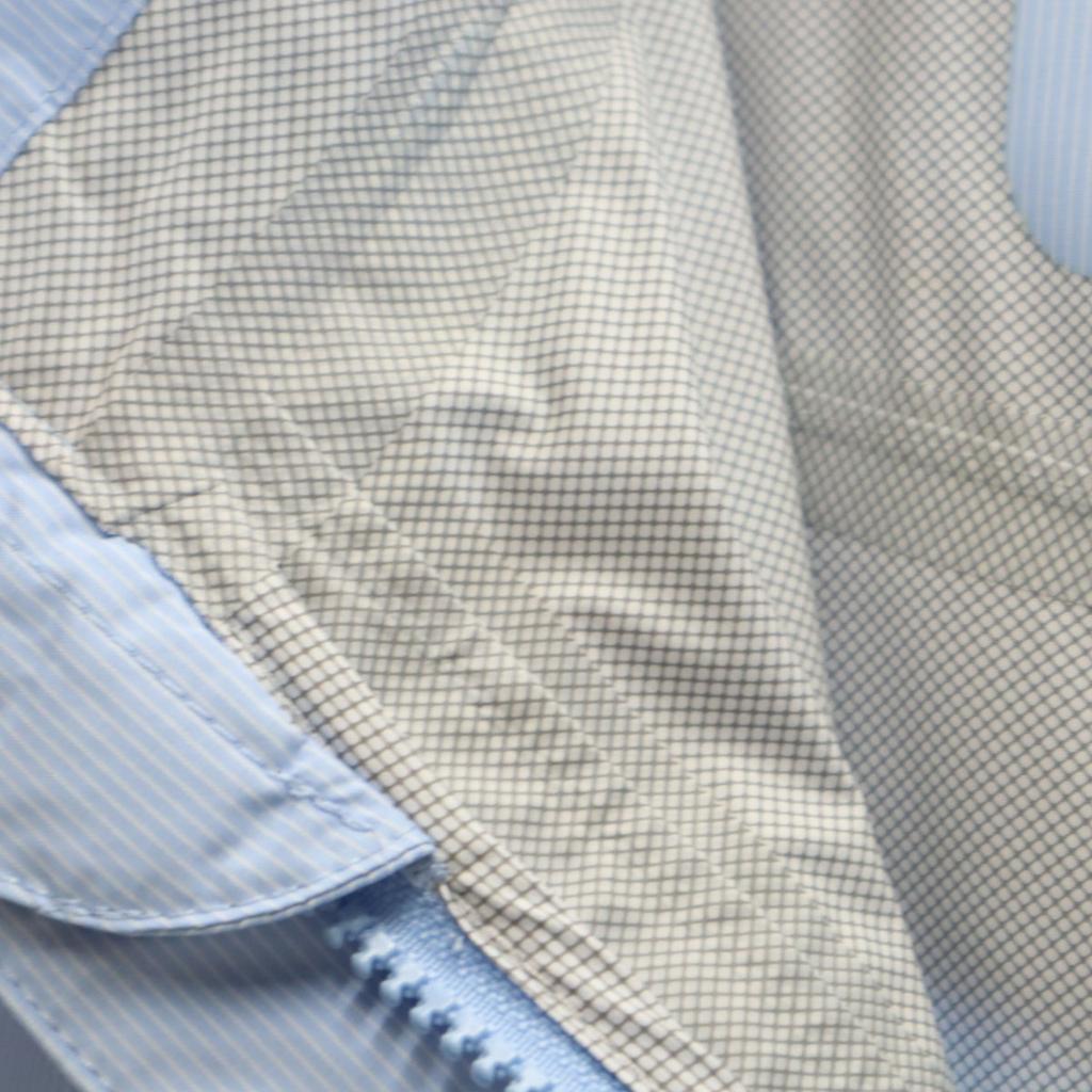 Columbia Striped Pattern Raincoat M Light Blue With Storage Bag Women Used