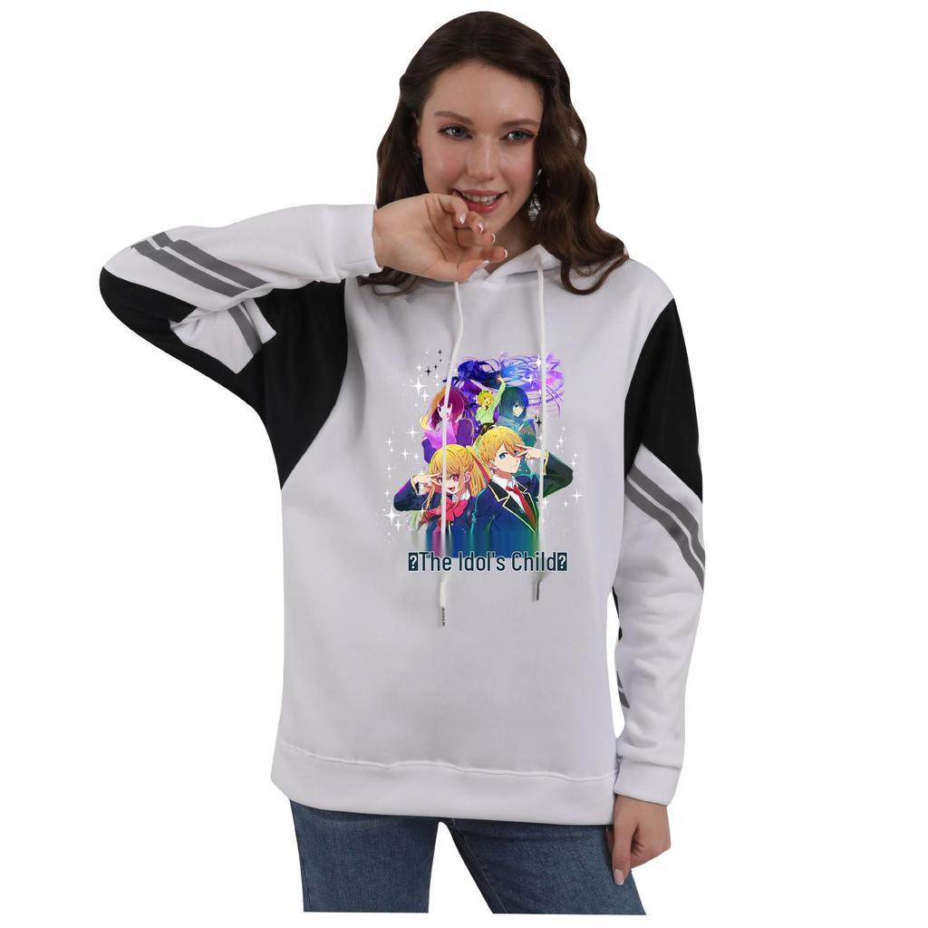 Oshi no Ko Color Block Patchwork Hoodie with Fleece Lining
