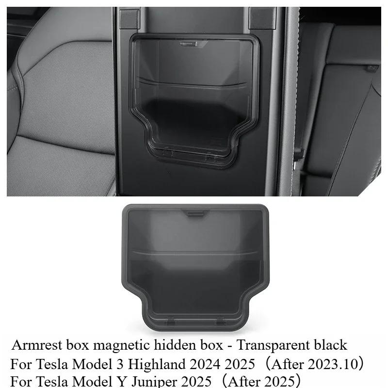 Car Armrest Box Hidden Storage Box For Tesla Model Y Juniper 2025 Model 3 Highland 2025 Center Console Storage Auto Accessories