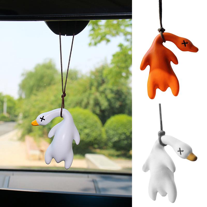 Swinging Duck Car Ornament Funny Cartoon Roast Duck Pendant Creative Rearview Mirror Pendant Car Decoration For Car Interior