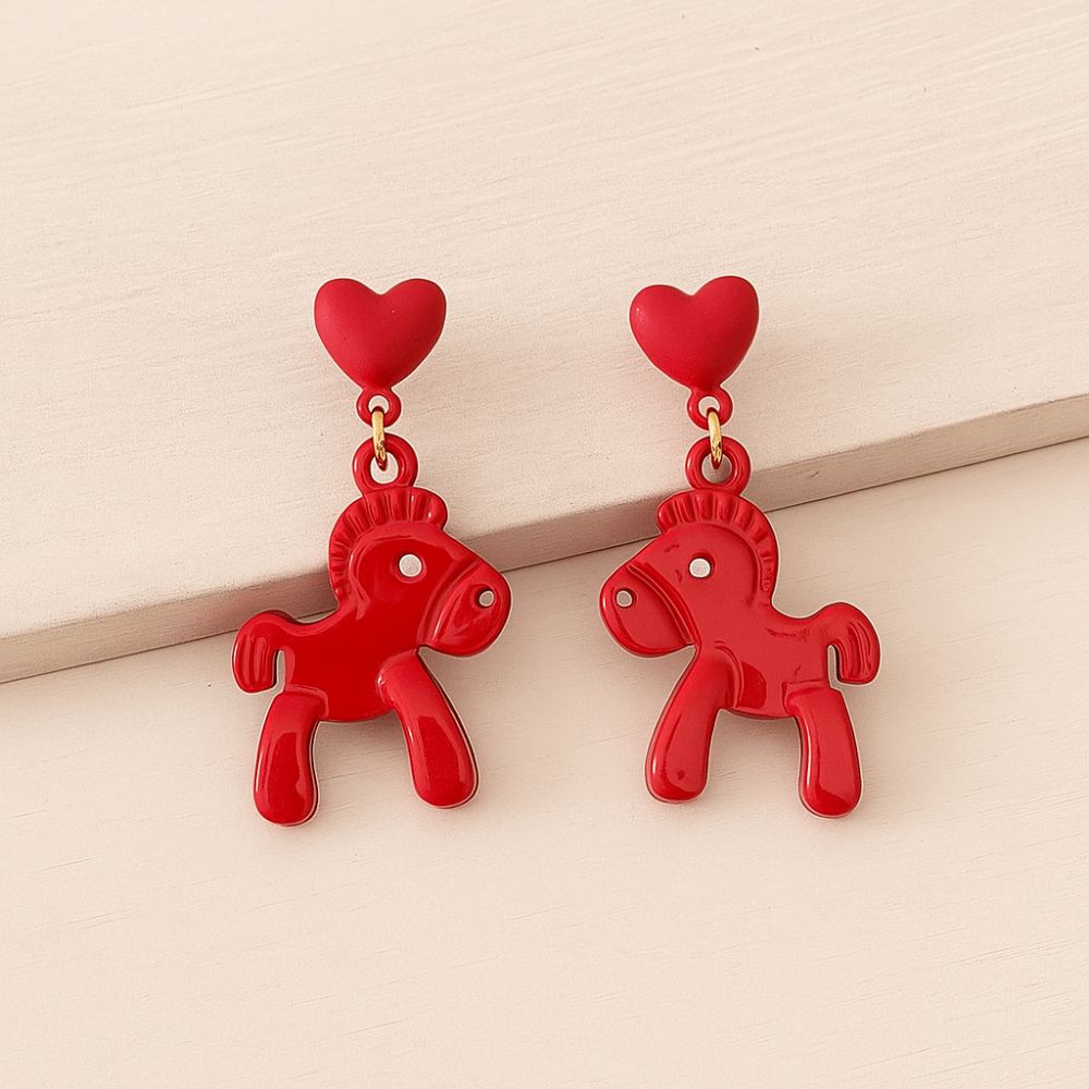 Fashion Jewelry Chinese Style Pony Earrings Heart Star Horse Drop Earrings Gift