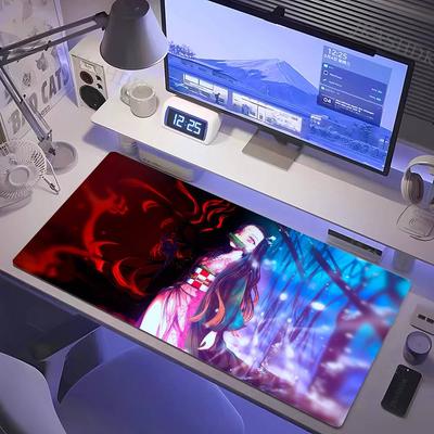 Demon Slayer Entertainment District Anime Gaming Mouse Pad Large Rubber Keyboard Desk Mat With 2MM Stitched Edge Design
