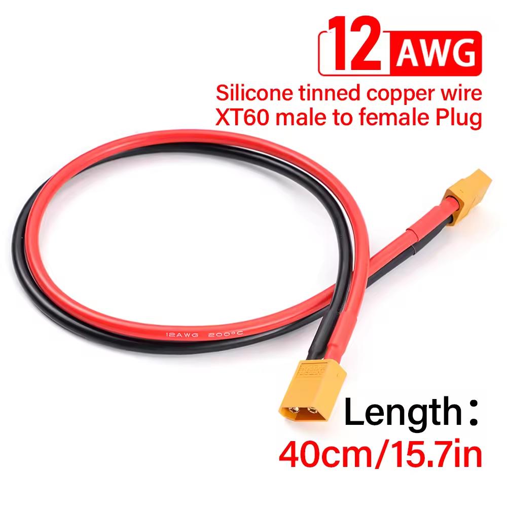 

XT60 12AWG Parallel Battery Connector Male/Female Cable Dual Extension 40CM/60CM Silicone Wire for RC Battery Motor