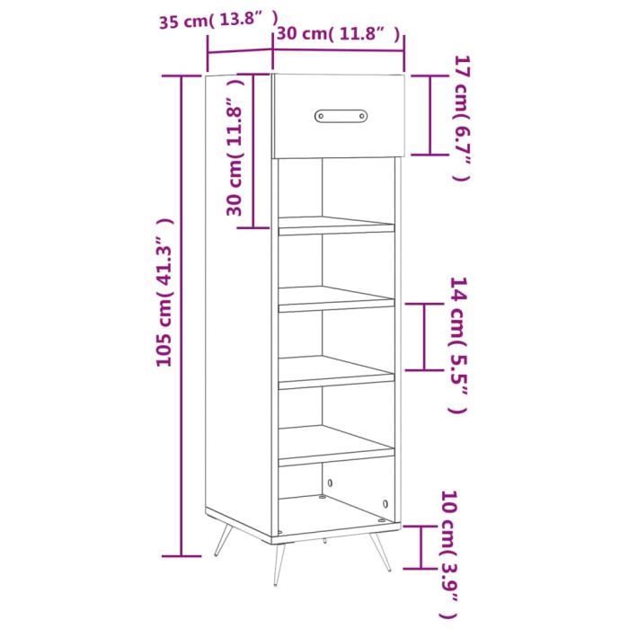 VidaXL Armoire à chaussures noir 30x35x105 cm bois d'ingénierie 829645