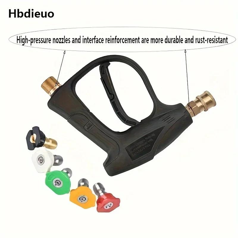 High Pressure Hose Nozzle, High Pressure Cleaning Machine, 3000 PSI Max With 5 Colors Quick Connect Nozzles M22 Hose Connector 3