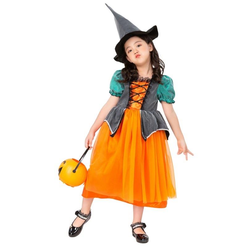 COSPLAY costume children s performance costume masquerade party pumpkin little witch drag party princess dress 110