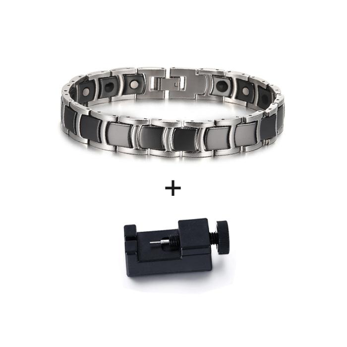 Vinterly Steel Magnetic Bracelet Male Black Ceramic Health Energy Germanium Men Hand Chain Link Gold-color Jewelry Waterproof