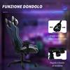 Gaming Chair Reclining To 150 Degrees with Rocking Function, In Linen-Effect Fabric, 66x53x128-138 Cm, Grey