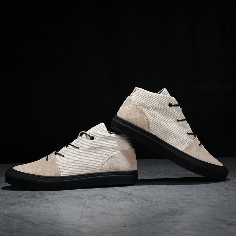 Winter Japanese Tide Shoes Anti-velvet Leather Corduroy Casual Shoes Velvet High-top Tooling Shoes