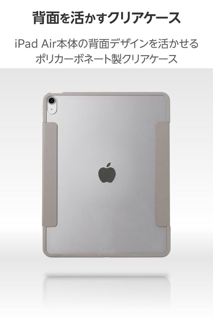 ELECOM iPad Air TPU Flap Case with Clear Back and Black Frame 13-inch (M3/M2) 2025/2024 Case, Thin, Lightweight, Impact-Resistant (TB-A25XWVFCGB)