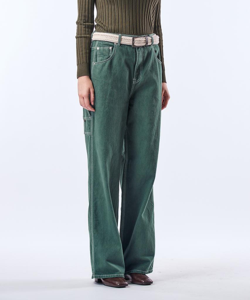 Pillogeulaem Carpenter Pigment Dyed Wide Pants_Green