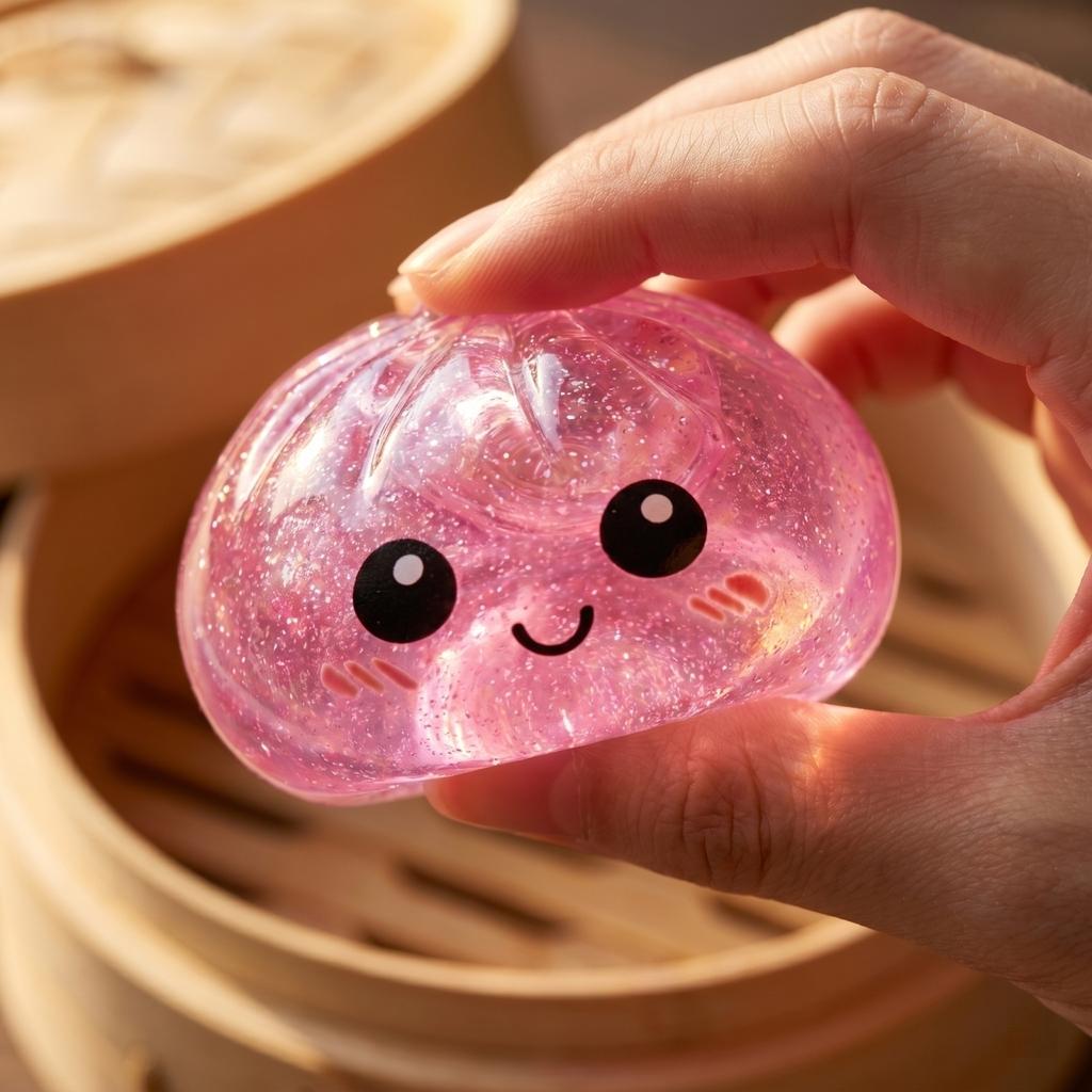 Squishy Dumpling Toy with Light Up Feature in Mystery Box Soft Squeeze Stress Relief Sensory Toy for Kids and Adults Collectible