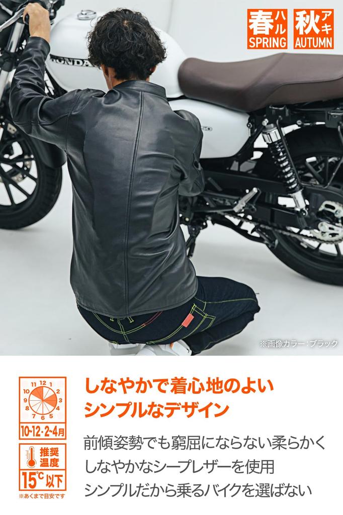 Daytona Universal Leather Jacket Size for Genuine CE Includes Soft Protectors DJ-019, Black, L, 47915, Motorcycles, Leather, Spring/Autumn, Certified,