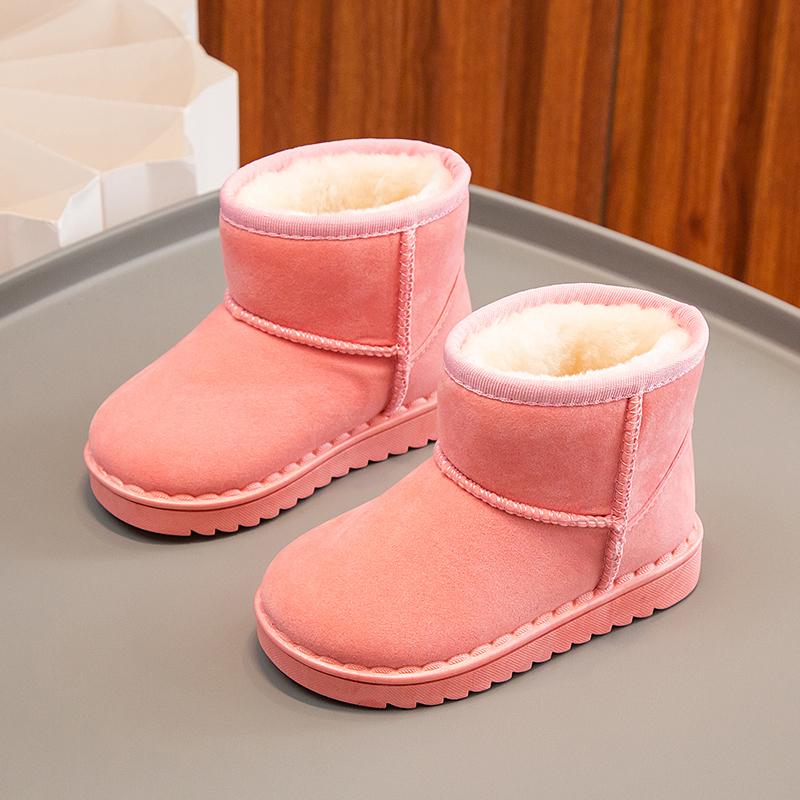 Kinder Schneestiefel Schlichter Stil Plüsch klobig Winter Kinder Kurzstiefel Einfarbig zum Hineinschlüpfen Unisex Klassisch Jungen Mädchen Schuhe 23-36