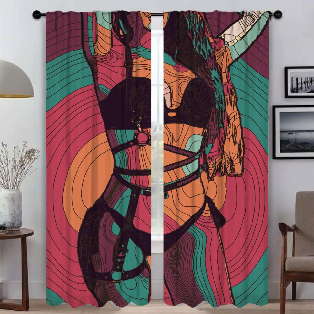 Abstract Sexy Girl Partition Blinds Halloween Decoration Window Curtain for Room 2 Panel Shades Elegant Room Curtains Living