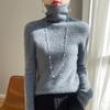 Women’s High Neck Wool Sweater 2025: Slim Fit, Pure Color, Fashionable Base Layer Knit.