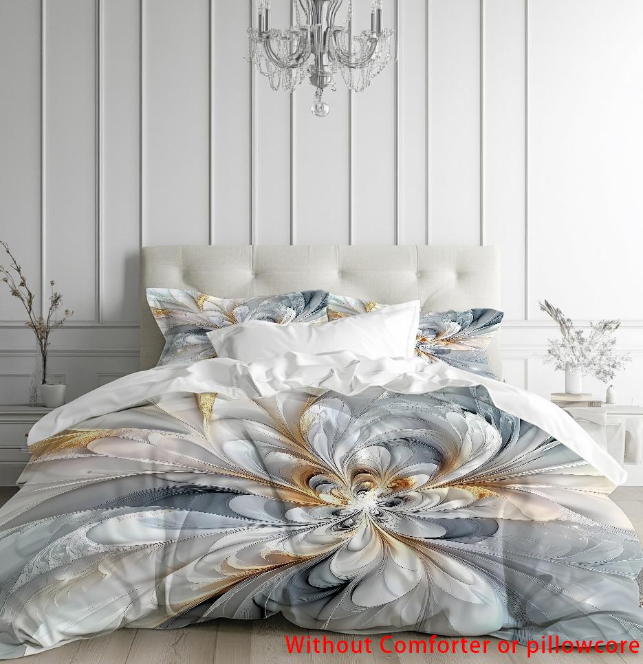 3D Psychedelisches Blumen Bettbezug-Set Abstrakter Blumendruck Bettwäsche für Schlafzimmerdekor Weiche Bequeme Steppdeckenbezüge Kissenbezüge