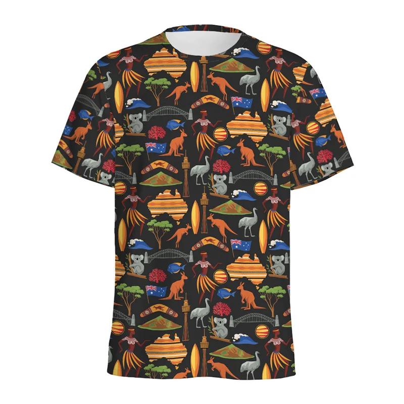 

Australian Aboriginal Art Graphic T-shirt Men Summer 3D Printed Animal T Shirts Tops Short Sleeves Oversized Round Neck Tees 6XL