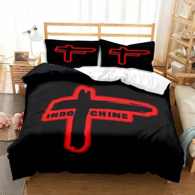 

3D Print Indochine Rock Logo Bedding Set Double Twin King Duvet Cover Comforter Pillowcase Boys Girls Adults Bedroom 70x133cm 2pcs