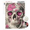 DIY Pearl Bead Art Canvas Pink Heart Skull Map Pattern Frameless 3D Painting Kit for Bedroom Living Room Wall Decor Home Art Gift