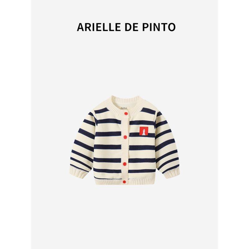 French Arielle De Pinto Boys' Autumn Jacket New Fashion Boys' Red Label Striped Sweater Children's Clothing