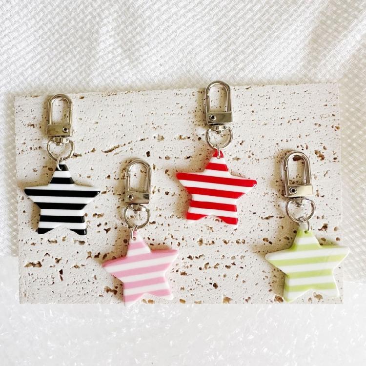 Stylish Alloy Resin Key Ring Star Charm Keychain With Delicate Striped Decoration Accent For Purse Backpacks Camera