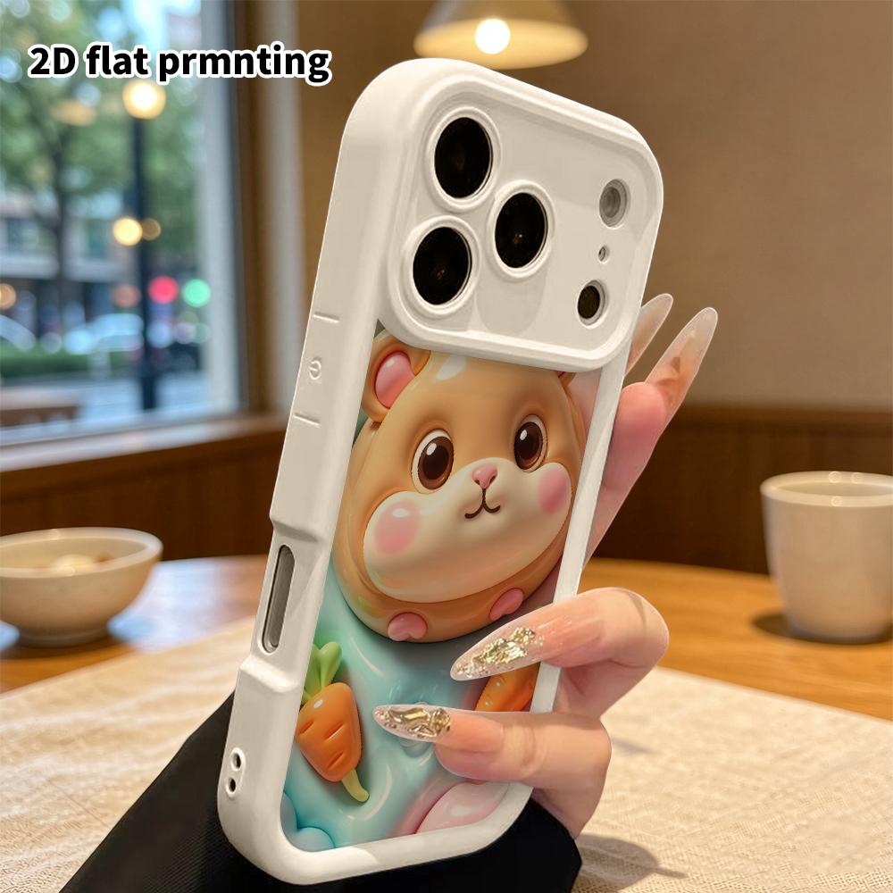 Phone Case: 2D flat design, fits iPhone 18 17 16 15 14 13 Pro, chubby hamster, perfect Christmas and Halloween holiday gift