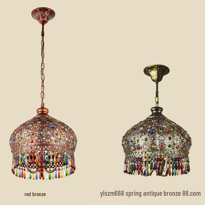 Men's Small Pendant Light: Southeast Asian Style Colorful Crystal Chandelier for Bohemian & Mediterranean Restaurants