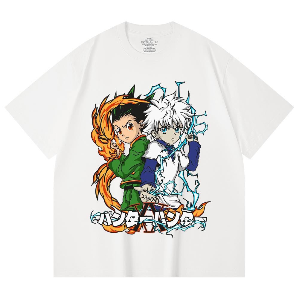 230 Gsm 100% Cotton HXH V7 Gon Killua Print Unisex Heavy Cotton T Shirt
