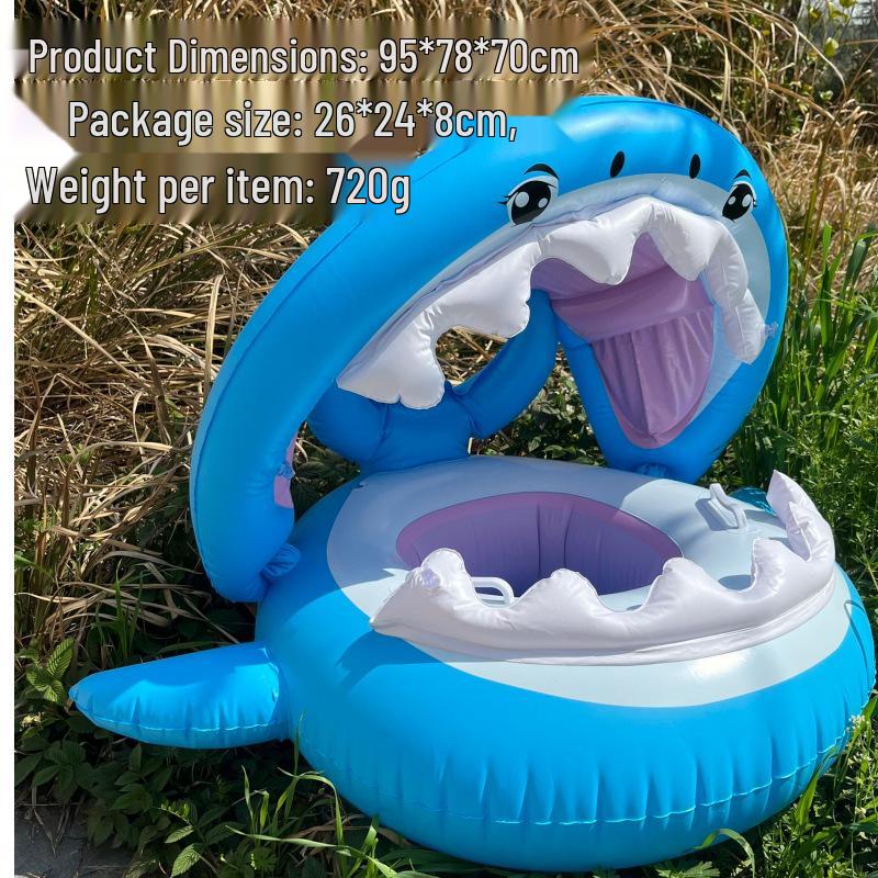 Large Toddler Boat-Themed Swimming Ring with Canopy & Steering Wheel