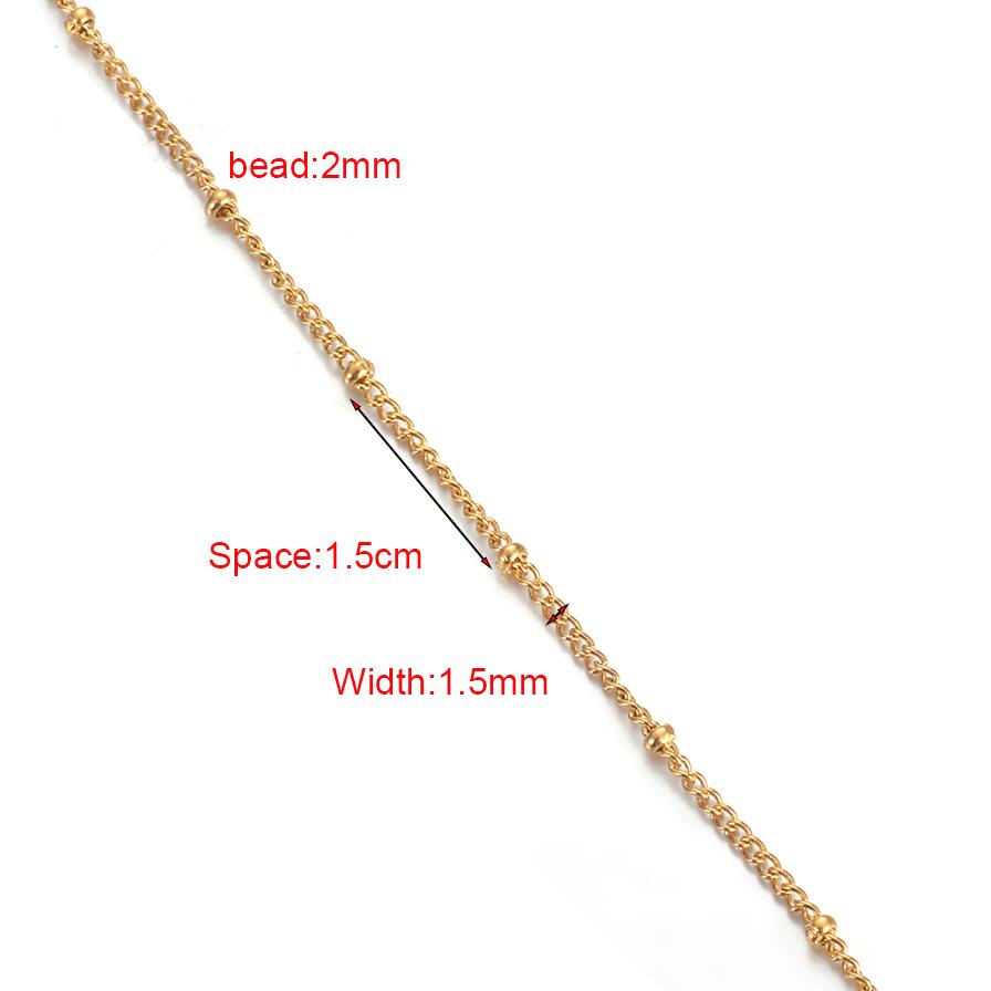 Wholesale 10pcs/lot Width 1.5mm 2mm Tiny Beaded Chain Stainless Steel Link Chain for Necklaces Bracelets Foot Jewelry