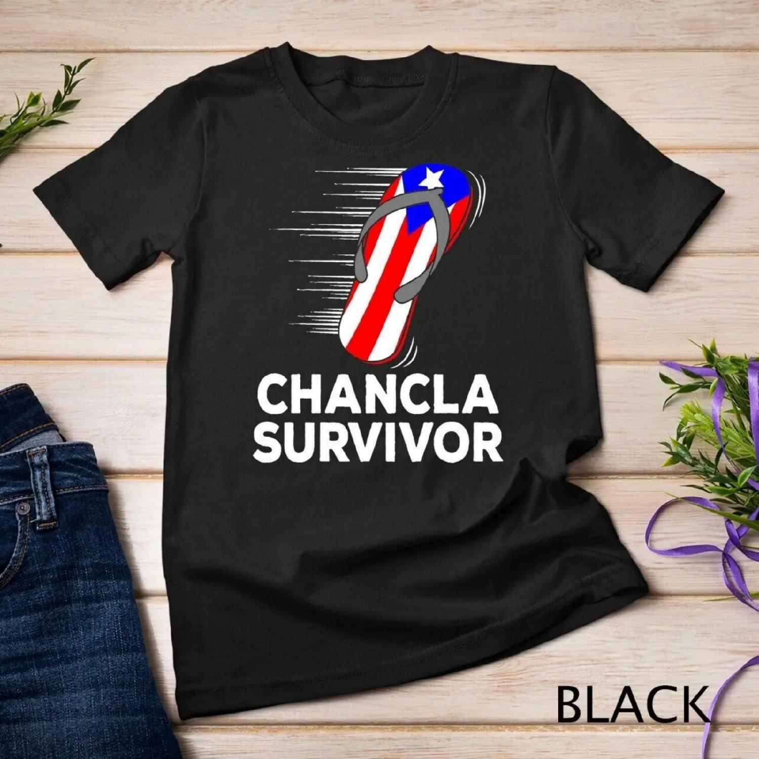 Chancla Survivor Puerto Rico Funny Spanish Joke Idea T Shirt XXXXXL