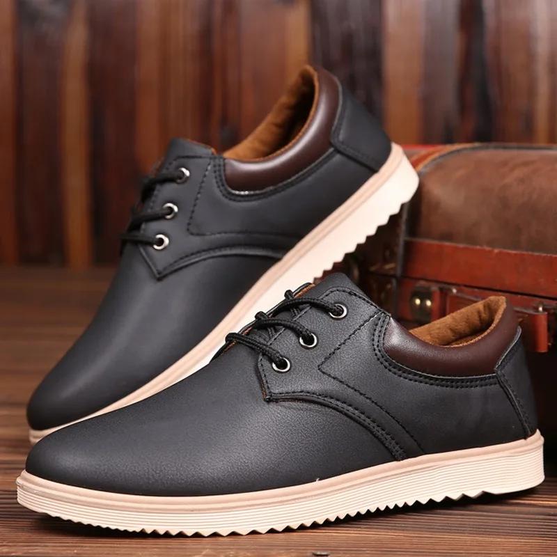 Fashion Men's Loafers Fashion PU Leather Casual Shoe Light Comfort Flats Lace Up Oxfords Driving Shoes for Men Sneaker Zapatillas Hombre
