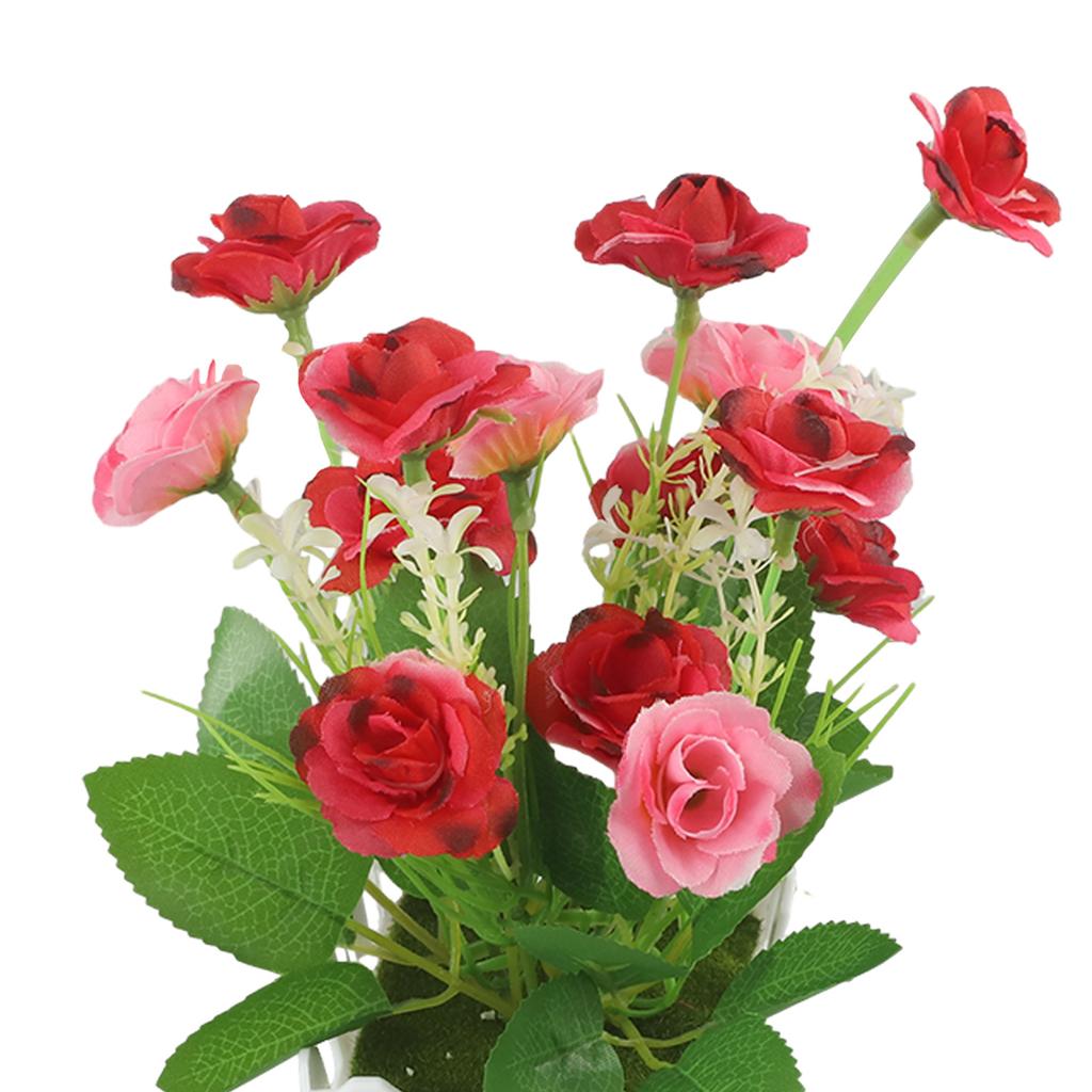 Künstliche Blumen Heimdeko Simulationspflanze Kunststoff Kunstblume Topfpflanze Heim Wohnzimmer Ornamente Rose Zaun Blumenset
