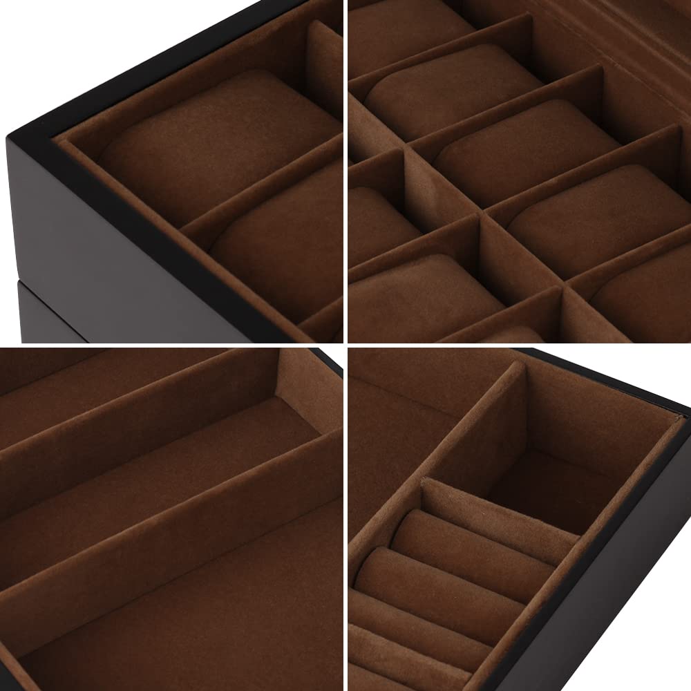 Baskiss Luksuriøs Treklokke Smykkeholder 12 Perfekt for og Mer 2-lags Etui, Eske, Klokker, Klokker, Ringer,