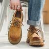 Spring new products men's leather shoes pigskin British retro low-top thick-soled heightening non-slip casual tooling shoes men's versatile