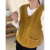Autumn Retro Solid Knitted Sweater Vest Coat Women Winter Fashion Sleeveless Casual Cardigan Sweaters Woman Elegant Office Lady Knitwear Vests 24820