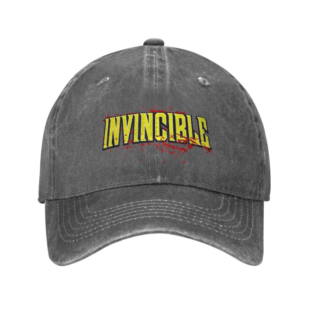 Cappellini da Baseball Invincible Bloody Logo Uomo Donna Cappelli Lavati in Denim Usurato Cartoni Animati Anime Cappellino Vintage da Esterno per Corsa Snapback