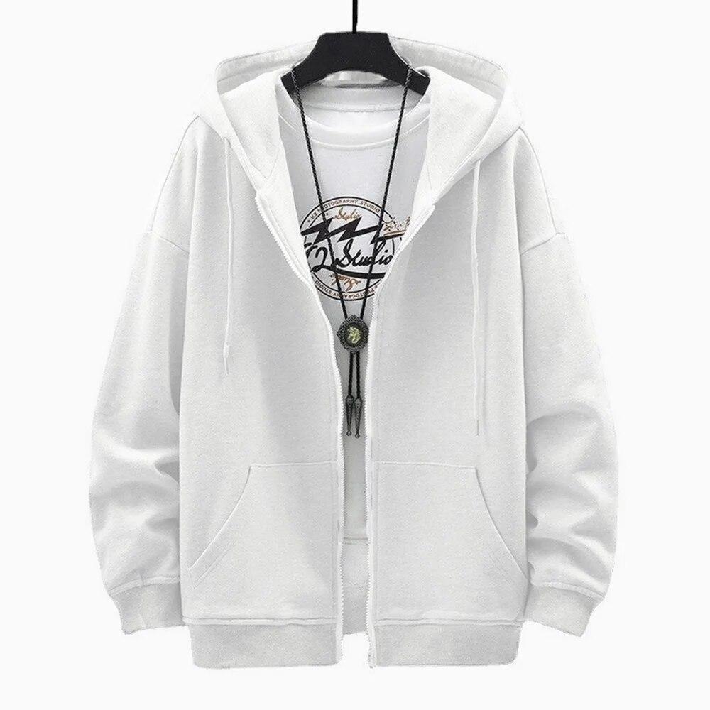 US-Größe Zip Up Hoodies Herbst Kapuzenpullover Herren Kapuzenpullover Strickjacke Einfarbig Klassische Jacke Herren Mantel Herrenbekleidung