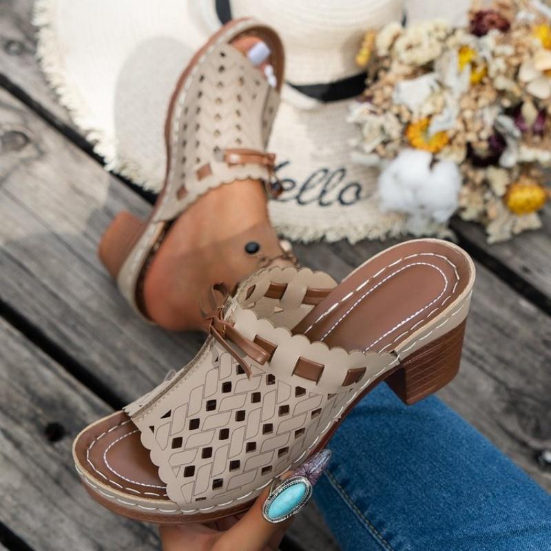 Fashion Women's Shoes 2025 Hot Sale Peep Toe Women's Slippers Fashion Butterfly-knot Casual Slippers Women Summer Plus Size Heels Women