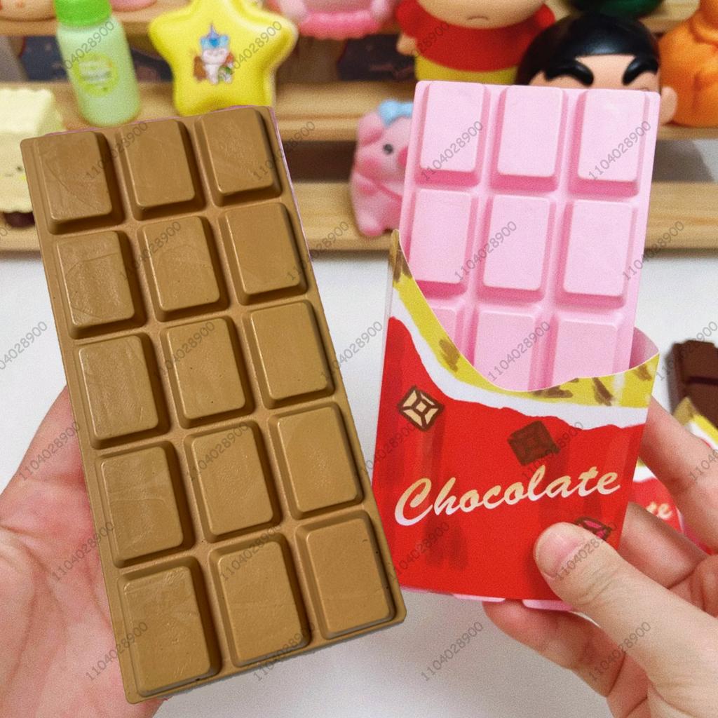 Big Chocolate Bar Squeeze Toy Simulated Food Play Pink Yellow Slow Rebound Stress Relief Relaxing Toy for Adults And Kids Gift