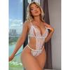 Exotic Erotic Accessory 18 Adult Underwear Halter Deep V Hollow Open Bra Jacquard Sheer Backless Female Porn Bodysuit Sex Dress