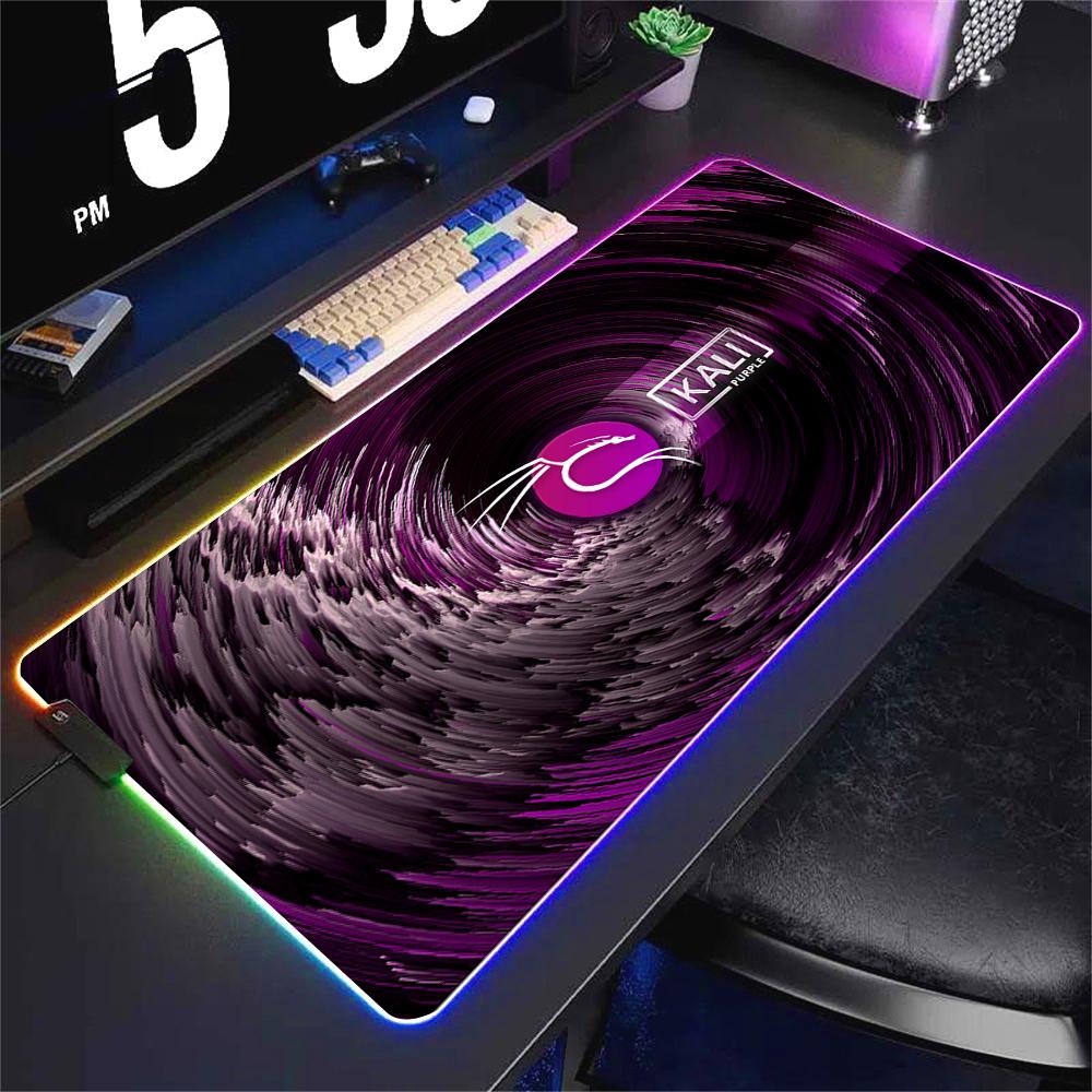 Deskmat Kali Linux Xxl Mouse Pad Gamer Rgb Pc Cabinet Gaming Accessories Keyboard Mousepad Anime Carpet Mats Large Computer Mat