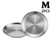 2/4 Stück Edelstahlplatten 4 Größen Runde Geschirr Wiederverwendbares Serviertablett für Pizza Dessert Steak Mehr Haus Picknick BBQ Geschirr